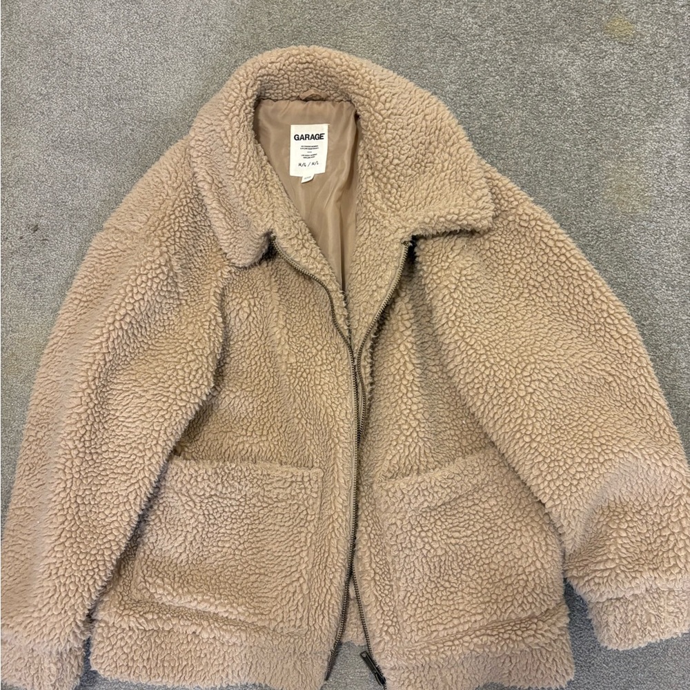 Garage Beige Sherpa Coat